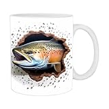 Angel Tasse Keramik Kaffeetasse, Personalisiert Becher 350ml Becher Männer Kaffeebecher, Lustige Geschenke Für Angler, Tee Und Kaffeetasse Aus Keramik, Fischers Motiv Zubehör