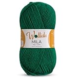 Wollidu Mila Garn zum Häkeln und Stricken 1 x 50g/133m Strickgarn 100% Polyacryl Häkelgarn Gras Grün