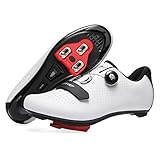 ARTVEP Fahrradschuhe Herren Damen Rennradschuhe MTB Radschuhe Kompatibel mit Look SPD SPD-SL Delta Lock Pedal Reitschuhe Peloton Schuhen Weiß EU41 / 255