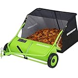 GreenSweep Pickup Tow 106.7 cm Rasenkehrer - Abschlepp- Laubsammler für Aufsitzmäher - Einstellbare Bürstenhöhe - Großer Grasfangbehälter - Gartenschutt Kehraufsatz