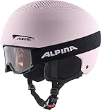 Alpina ZUPO Set (+Piney) - Hochwertiges, Sicheres & Robustes Set aus Skibrille & Skihelm Für Erwachsene, Light-Rose matt, 51-55 cm
