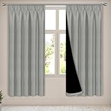 AOOSA 100% Verdunklungsvorhänge, 2er Set H140 x B176 cm Schienen Gardinen, Blickdicht Thermo Vorhänge Wohnzimmer, Superweiche Kräuselband Gardinen für Wohnzimmer, Küche, Fensterdekoration, Grau