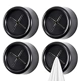 SGERUFZ 4 Stück Geschirrtuchhalter Handtuchhalter im Set, ABS Handtuchhaken, Runden Handtuchklemme, für Bad, Küche und Haushalt, Selbstklebender(Schwarz)