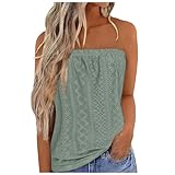 Bandeau Top Damen Atmungsaktiv Summer Tops Sexy Stretch Tube Top Schulterfreies Einfarbige Oberteil Ärmellos Casual Strand Trägerloses Top Rückenfreies Oberteil Party Loose Backless Top