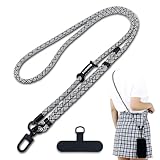 xiaoxiaozhijia Handyband zum Umhängen Universal,Handy Lanyard Einstellbar Handykette Abnehmbar,Handyschnur für Alle Smartphones Hüllen(Schwarz weiß)