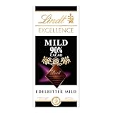 Lindt EXCELLENCE Mild 90 % Kakao - Milde Edelbitter-Schokolade | 100 g Tafel | Extra milde Bitter-Schokolade | Intensiver Kakao-Geschmack | Dunkle Schokolade | Vegane Schokolade | Schokoladengeschenk