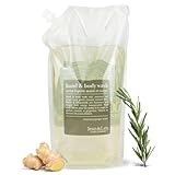 Jean & Len Hand & Body Wash Rosemary und Ginger im Nachfüllbeutel, reinigt und pflegt die Haut, würzig-frischer Duft, Flüssigseife im Nachfüllpack, ohne Silikone, Parabene & Mikroplastik, 1,5L