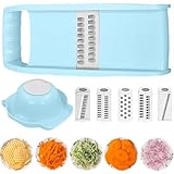 5 in 1 Mandoline Gemüsehobel Gemüsereibe Inklusive Handschutz, Nicer Dicer, Gemüseschneider, Gurkenhobel Dünne Scheiben, Reibe für Gemüse, Hobel Gemüse, Mehrzweck Gemüseschneider, Küchen Gadgets
