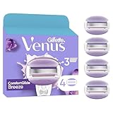 Gillette Venus ComfortGlide Breeze Klingen für Damen, 4 Klingen, wiederverwendbarer Metallgriff und Duschhalterung