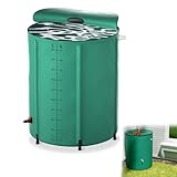 YRHome 200 Liter Faltbare Regentonne Regenwassertonne Regenwassertank UV-stabil & witterungsbeständig Mit Überlaufschutz & seitlicher Skala Kompakt für Garten, Balkon, Camping Grün