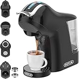 KOTLIE 5-in-1-Kaffeemaschine, 4 Temperaturen, 7 Wasserstufen, geeignet für viele Kapselarten, Verfügt über einen Entkalkungsmodus（EM-308A）