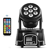 Good Homie Moving Head DJ-Lichter, 7 × 15 W RGBW 4 in 1 LED-Bühnenbeleuchtung, Mini-Moving Head, DMX512 Stroboskop-Disco-Lichter, für DJ-Disco-Events, Hochzeit, Geburtstag, Party, Live-Show, Bar