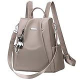 Eshow Rucksack Damen Klein, Anti-Diebstahl Kleiner Cityrucksack Tagesrucksack Elegant, 3 in 1 Rucksackhandtasche für Mädchen und Frauen, Rucksacktasche Modern für Pendeln Schule Arbeit Reise Grau