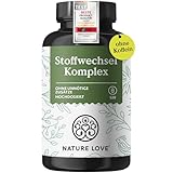 NATURE LOVE® Stoffwechsel Komplex – 120 Kapseln – Grünteeextrakt, Zink, Chrom, Vitamin B6, Cayennepfeffer und Cholin – hochdosiert, vegan