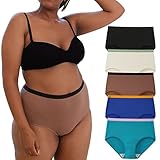 INNERSY Unterhosen Große Größen Damen Taillenslip Baumwoll Unterwäsche Übergröße Slips Mehrpack 5 (52-54, Schwarz+Mehrfarbig mit Kontrastbund)