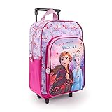 Frozen Kindergartenrucksack Mädchen 3 4 5 6 Jahre - Eiskönigin Kinderrucksack mit 2 Rollen und Fronttasche - Kleinkind Rollrucksack Trolley Backpack Kindergarten mit Anna Elsa - 36x25x12 cm - Perletti