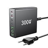 FINIBO USB C Ladegerät 300W: 7-Ports USB schnellladegerät mehrfach mit 4 USB-C und 3 USB-A, USB c ladegerät mehrfach Dual-PD PPS Charger USB c für MacBook Pro/Air,iPad Pro/Air,Sumsung (Schwarz)