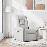 QJBSAVVA Relaxsessel Wolkengrau Stoff mit manueller Liegefunktion Bequemer Wohnzimmer Sessel mit Seitentasche und stabilen Holz Metall Rahmen bis 110 kg für Livingroom Schlafzimmer Balkon