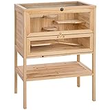 tectake 403246 Hamsterkäfig aus Holz, Kleintierkäfig mit Mehreren Etagen, Mäusekäfig mit aufklappbarem Deckel, Nagerkäfig inkl. klappbarer Rampe, für kleine Nagetiere, 60 x 40 x 80 cm