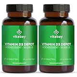 Vitabay Vitamin D3 Hochdosiert 50.000 I.E. - 240 Vegane Vitamin D Tabletten als Depot - Laborgeprüft