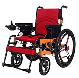 ZYXU Elektrischer Rollstuhl Faltbar, Elektrorollstuhl Faltbar Mit Li-Ion Battery 24V 20Ah, Sitzbreite 50 cm, Gewichtskapazität 120 Kg, Für Ältere Und Behinderte Menschen Leichter Elektrorollstuhl,Rot