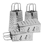 CIYODO 4 Stück Teiliges Edelstahl Vierkantreibe Stabile Manuelle Käsereibe mit Scharfen Klingen Multifunktionale Gemüsereibe für Käse Kartoffeln Obst Langlebig und Praktisch für Haushalt