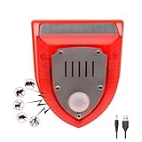 Solar-Bewegungsmelder für den Außenbereich Sirene-129dB, Laute Sirenenschüsse und Hundegebell, 3 Arbeitsmodi, Aufladen von Blitzlichtstreifen, verabschieden Sie Sich von Eindringlingen (1)