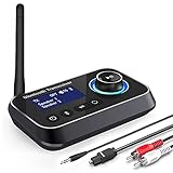 Ainostone 3-in-1 Bluetooth 5.3 Sender Empfänger für 2 Kopfhörer Bluetooth Audio Adapter Low Latency Bluetooth Transmitter mit Bypass Schalter Lautstärkeregelung AUX Optisch RCA für TV Stereoanlage PC