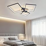 Dimmbare LED-Deckenleuchten Modernes Quadrat Flush Mount Lampe Acryl Deckenlampe mit Fernbedienung Wohnzimmer Deckenbeleuchtung für Schlafzimmer Küche Flur Esszimmer Landhaus (Schwarz, 3 Köpfe)
