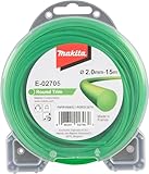 Makita E-02705 Mähfaden rund 2,0 mm x 15 m Round Trim Trimmerfaden, Nylon, grün, für Rasentrimmer und Freischneider