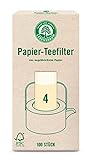 Lebensbaum Papier-Teefilter Gr. 4, Teefilter für geschmackvollen & natürlichen Teegenuss, aus ungebleichtem Papier, kompostierbar, 100 Stück