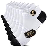 EKSHER Sneaker Socken Damen 39-42 Herrensocken Sportsocken Cushioned Laufsocken Kurze Socken Frotteesohle Baumwolle Halbsocken Atmungsaktive 8 Paar Weiß