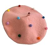 Wintermütze aus Wolle, für Künstler, Maler, bequem, süße Baskenmütze für Damen, Accessoire für Damen, B, Einheitsgröße