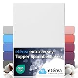 etérea Premium Topper Spannbettlaken 240x220 cm Weiss für 5-10 cm Steghöhe 100% Baumwolle - Oekotex Spannbetttuch Matratzen Bett Bezug - Bettlaken 240x220cm White