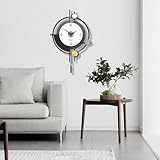 Moderne Minimalist Wanduhr, Lautlos ohne Ticks Nordischer Stil Dekorative Wanduhr mit Pendel 3 Schicht Zifferblatt Kreatives uhr Stilvoll Art Deco für Wohnzimmer Schlafzimmer Büro Küche, 38*58 cm