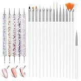 AYBUY 20 Stück Nagel Art Liner Pinsel, Nageldesign-Stifte Brush, Nagel Pinsel Set, Nagelbürste Malerei Pen für gelnägel UV-Gel Nageldesign Nail Art, DIY Nail (Weiß)