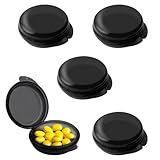 vgggrd 4 Stück Tablettenbox Tablettendose für unterwegs, Kleine Pillendose Medizin Vitamin Lebertran, Tragbar Pillenbox Mini-Pillen-Organizer tragbar für Zuhause Arbeit(Round-Schwarz)