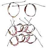 SAFIGLE 12er Set Armbänder im Ethno-Stil – Geflochtene Stoffbänder mit Erdbeer-Motiv – Handgefertigte Cord-Wickelarmbänder