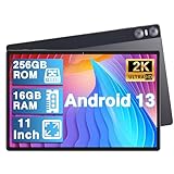 YESTEL Tablet 11 Zoll Android 13 mit 16 GB RAM + 256 GB ROM (1TB TF), 2K 2000 x 1200 IPS, 4 Lautsprecher, 3 Kameras, GPS, 5G WLAN, 18W Schnellladung, 8600mAh, Octa-Core, mit Hülle, Kaffee