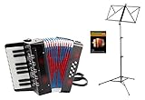 Classic Cantabile Bambino Kinder-Akkordeon Set (8-Bass Kinder-Akkordeon mti 17 Tönen, Tasche & Schultergurt inkl. Notenständer & Schule) Schwarz
