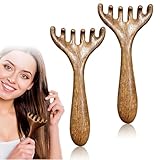 EJRUP 2PCS Kopfhaut Massagekamm Holzkamm,Tragbarer Kopfkratzer Massager,Natürlicher Sandelholzkamm,Körpermassage Werkzeug für Männer und Frauen,Für Mutter, Schwester Und Liebhaber