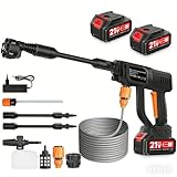 Dibaful Akku Hochdruckreiniger 120 Bar 360 L/H | Tragbarer Pistole mit 2 x 3000mAh Akku | Waschpistole Mobiler 6 in 1 Verstellbare Düse 5M Schlauch für Auto Boden Terrasse Fenster
