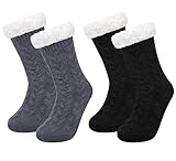 Chalier Fashion 2 Paar Stoppersocken Damen Kuschelsocken Warme Hüttensocke Wintersocken Flauschige Socken für Frauen Rutschfest Casual Socken zum Tragen zu Hause