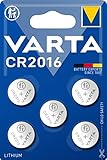 VARTA Batterien Knopfzellen CR2016, Lithium Coin, 3V, kindersichere Verpackung, für elektronische Kleingeräte - Autoschlüssel, Fernbedienungen, Waagen,(5 Stück) 1er Pack