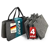 KARAT Filztasche Shopper Holzkorb für Kaminholz, robuste Einkaufstasche aus Filz universell einsetzbar, Filzkorb mit Griffen 50x25x25cm, grau 30 L Vol. (Conny) (4 Stück)