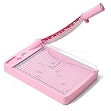 JIELISI Papierschneider (Bis 80g A4, 12 Blatt Schneidleistung) Manuell Schneidemaschine, Papierschneidemaschine, Hebelschneider, Schere für Papier und Fotos, höchste Präzision（Rosa）