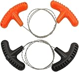 Edelstahl Drahtsäge,Handgezogene Drahtsäge aus Edelstahl,Verschleißfest Stahldrahtsäge für Outdoor,Survival Sägedraht aus,Rutschfest Notdrahtsäge mit Schlaufen,Manuell Pocketsäge,2PCS