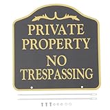 INOOMP kein Hausfriedensbruch Zeichen Wetterfestes Privatschild Hofschild aus Metall Schildpfähle aus Metall Privatbesitzschild Schilder für den Außenbereich Weideschild Aluminium Schwarz