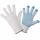 FLG FINISH LINE GERMANY Arbeitshandschuhe – Weiße Baumwoll-Strickhandschuhe mit blauen PU-Noppen – EN 388 geprüft – rutschfest & atmungsaktiv – perfekt für Montage, Umzug, Lager (10)