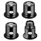 JIYIN 4 Stück Uhrmacherlupe, 5x/10x/15x/20x Augen Lupe Glas Okular Schmuck Lupe Juwelier Okular für Reparatur Diamanten Uhr Briefmarken Elektriker Nähen Handwerk
